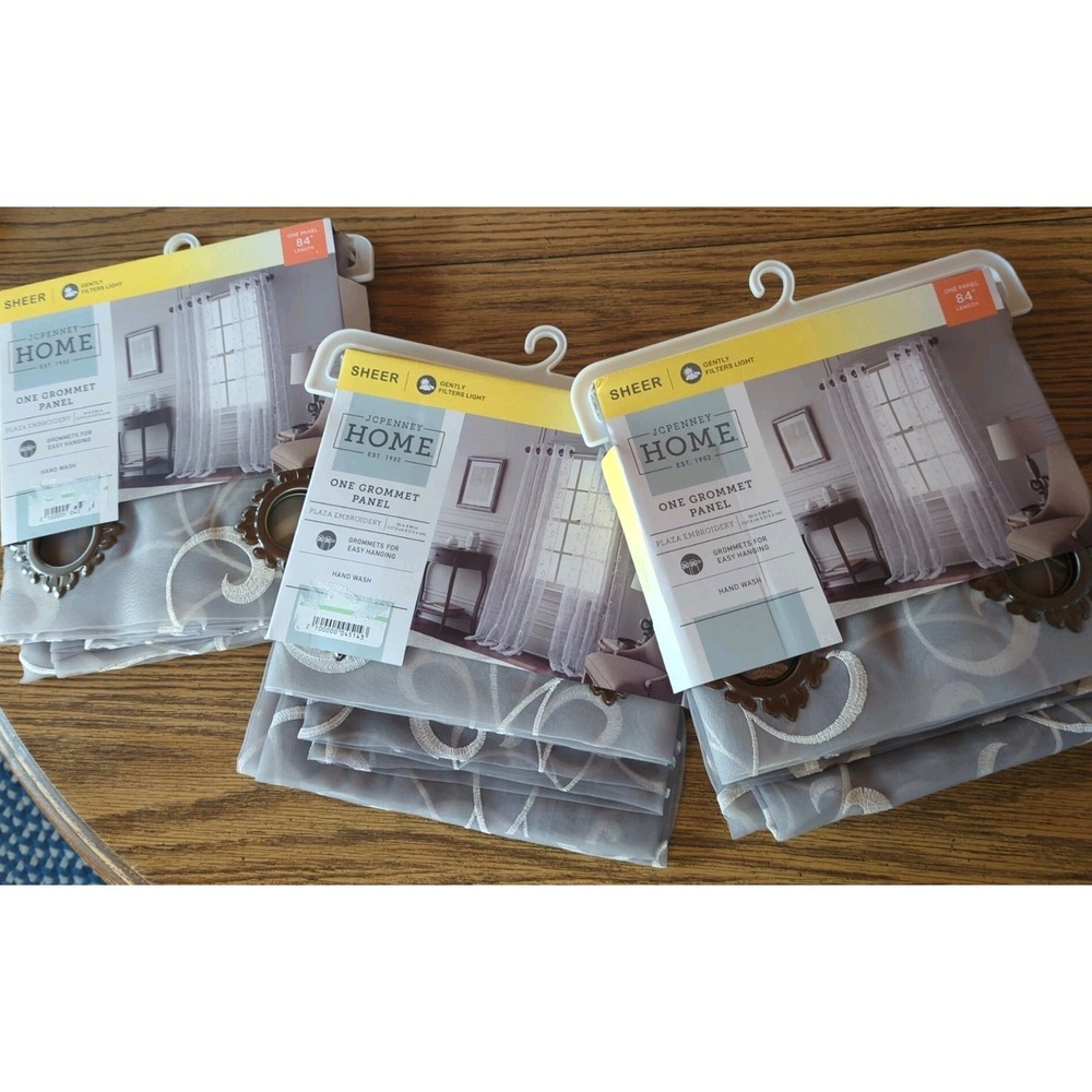 3 NEW Curtain Panels Sheer JCPenney Home (Ea 50 x 84")  Cloudburst Decorative